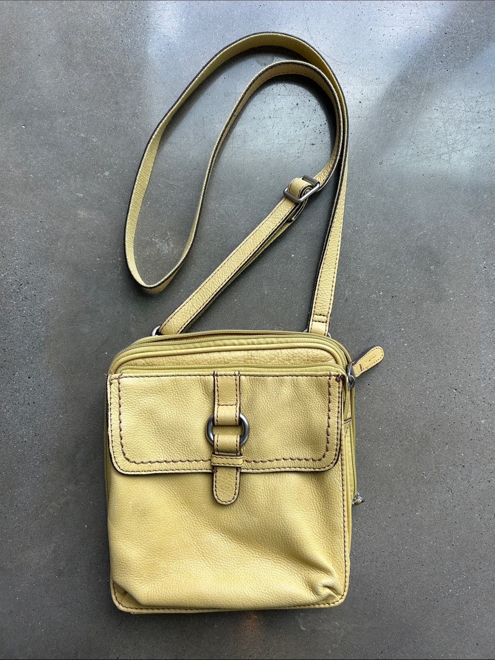 Yellow Leather Crossbody Bag
